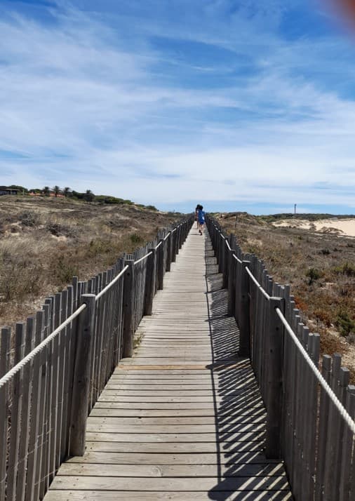Passadiço de madeira entre as dunas da Cresmina, perto de Cascais